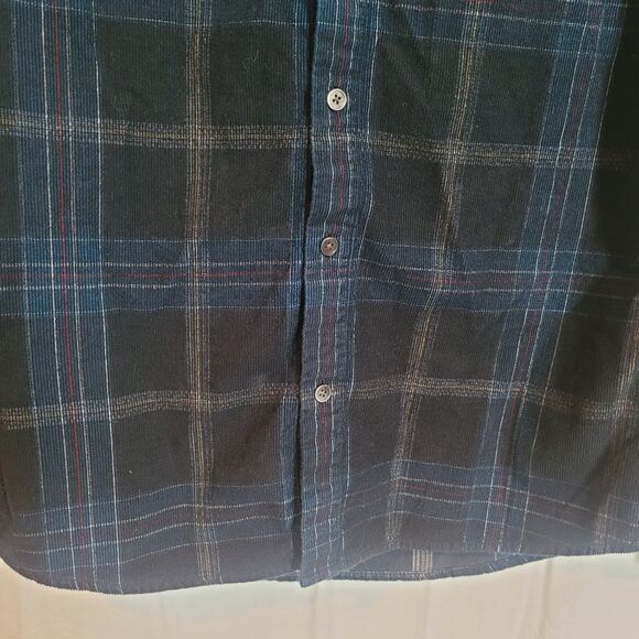 Carbon 2 Cobalt Corduroy Button Up Shirt Mens Size Small Blue Black Plaid Preppy - Picture 4 of 11